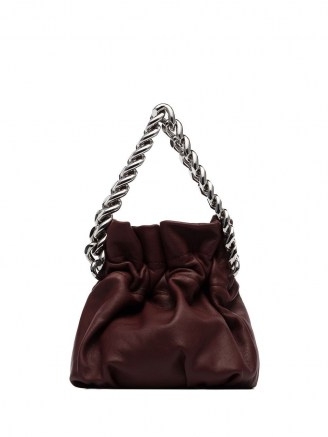 STAUD Grace chain handle mini bag in burgundy leather | small chunky strap bags