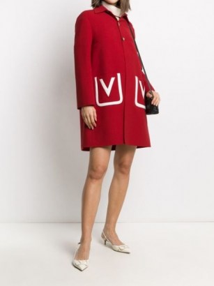 Valentino red V pocket overcoat – vintage style coats - flipped