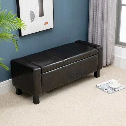 Ottoman Upholstered Storage Bench by Rosalind Wheeler - flipped