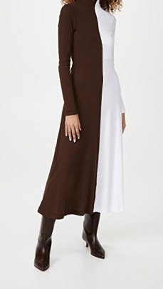 Rosetta Getty Long Sleeve Zip Up Turtleneck Dress ~ high neck colour block dresses - flipped