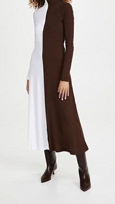 Rosetta Getty Long Sleeve Zip Up Turtleneck Dress ~ high neck colour block dresses
