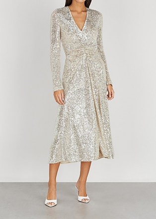 ROTATE BIRGER CHRISTENSEN Sierra sequinned stretch-tulle midi dress – shimmering party dresses – sparkly occasionwear