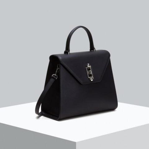 orYANY Rothko Tote Black | chic trapezoid shaped handbag | leather bags - flipped