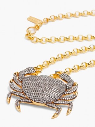 BEGUM KHAN Royal Crab crystal & 24kt gold-plated necklace / large pendant necklaces / embellished pendants / statement sea inspired jewellery - flipped
