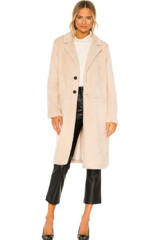 Sanctuary Keep It Cool Faux Fur Duster in Cafe ~ luxe style winter coats - flipped