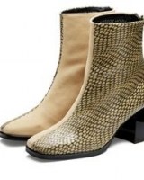 scotch & soda Florence suede lether heeled ankle boots in beige snake optic ~ reptile prints - flipped