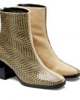 scotch & soda Florence suede lether heeled ankle boots in beige snake optic ~ reptile prints