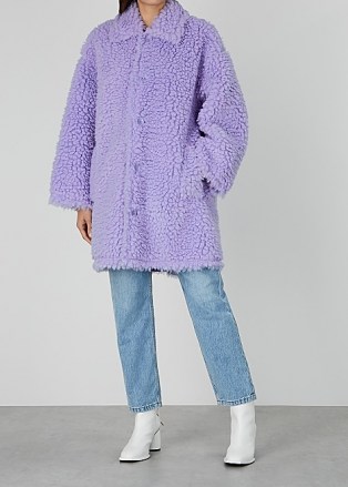 STAND STUDIO Jacey lilac faux shearling coat ~ light purple coats ~ winter outerwear - flipped