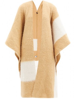 JOSEPH Striped felted alpaca-blend cape | knitted camel coloured capes | casual winter outerwear