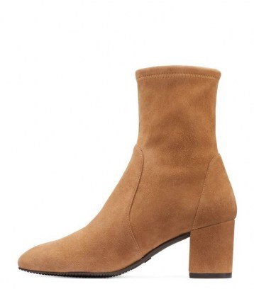 Stuart Weitzman YULIANA 60 SUEDE STRETCH BOOTS CAMEL BROWN - flipped