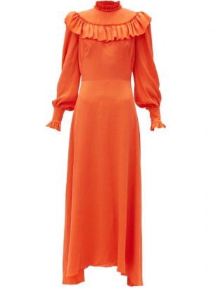 THE VAMPIRE’S WIFE The Firefly ruffled silk-blend dress ~ bright orange vintage style dresses