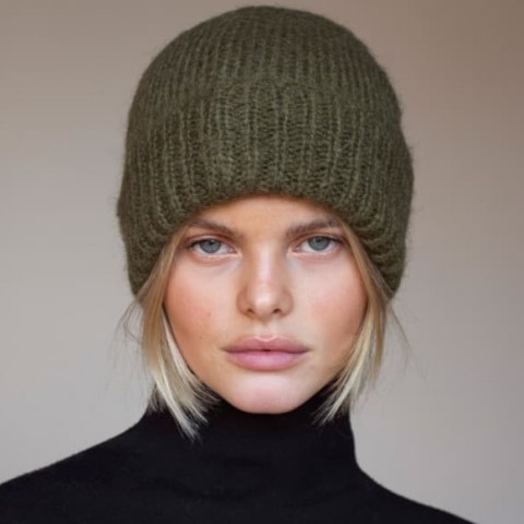 Arctic Fox & Co. The Mohair Beanie In Khaki Green | knitted winter hats | beanies - flipped