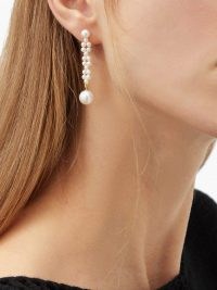 SOPHIE BILLE BRAHE Tresse pearl & 14kt gold drop earrings ~ feminine statement drops