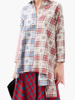 MARQUES’ALMEIDA Upcycled checked cotton shirt / red and blue checks / contemporary check print shirts