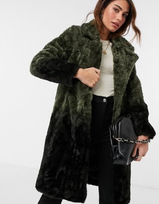 Urbancode coat in ombre faux fur khaki / black - flipped