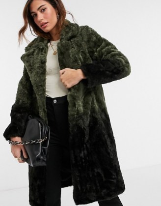 Urbancode coat in ombre faux fur khaki / black