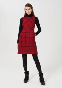 HOBBS VERITY WOOL DRESS – red checked pinafore dresses – winter fashion
