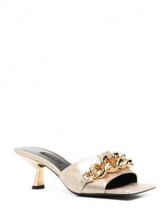 Versace gold-leather chain-embellished mules