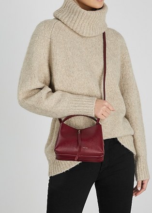 WANDLER Ava micro burgundy leather top handle bag – small dark-red crossbody bags