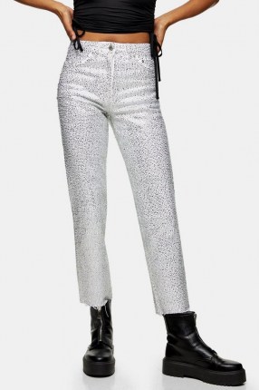 Topshop White Diamante Straight Jeans | embellished denim - flipped