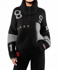 FALKE Women Pullover Roll-neck, Round-neck with virgin wool and cashmere in black | chunky knits | drop shoulder jumpers