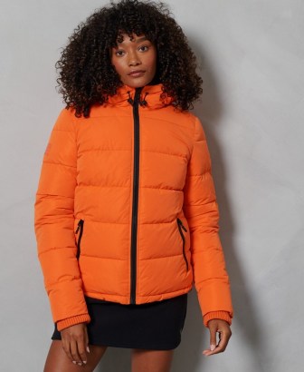 SUPERDRY SPORT Akan Microfibre Padded Jacket ~ bright orange winter jackets - flipped