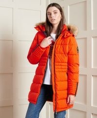 SUPERDRY ORIGINAL & VINTAGE Kumano Ultimate Parka Coat Flame Orange ~ bright parkas ~ winter coats