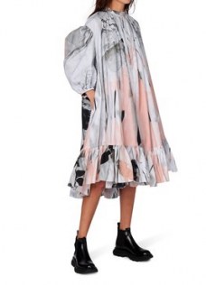 ALEXANDER MCQUEEN Puff Sleeve Poplin dress ~ voluminous dresses ~ balloon sleeves - flipped