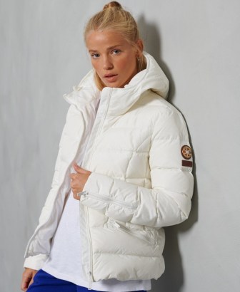 SUPERDRY SPORT Premium Down Luxe Quilt Jacket Winter White ~ casual padded jackets