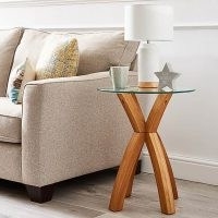 Xavi Side Table – Crafted with sturdy, solid oak legs and a tempered glass top