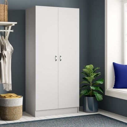Audrina 2 Door Wardrobe by Zipcode Design – slim, streamlined design with grey metal handles for modern detail - flipped