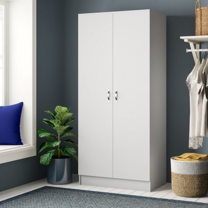 Audrina 2 Door Wardrobe by Zipcode Design – slim, streamlined design with grey metal handles for modern detail