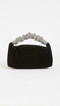 Alexander Wang Scrunchie Mini Bag ~ black velvet bags ~ small rhinestone handle handbag