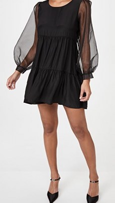 Amanda Uprichard Elaina Dress ~ lbd ~ sheer balloon sleeves ~ little black party dresses - flipped