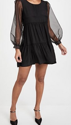 Amanda Uprichard Elaina Dress ~ lbd ~ sheer balloon sleeves ~ little black party dresses