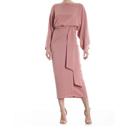 Meem Label Amari Dusty Pink Wrap Skirt | side tie skirts - flipped