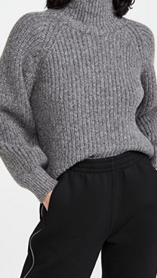ANINE BING Ainsley Sweater | grey high neck sweaters - flipped