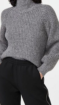 ANINE BING Ainsley Sweater | grey high neck sweaters