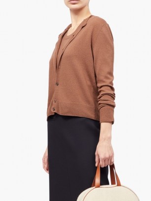 THE ROW Annamaria cashmere cardigan ~ classic camel-brown cardigans - flipped