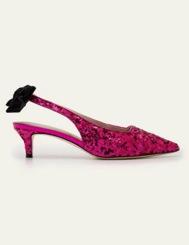 Boden Antonia Slingbacks Pink Flambé Sequin | kitten heel party shoes