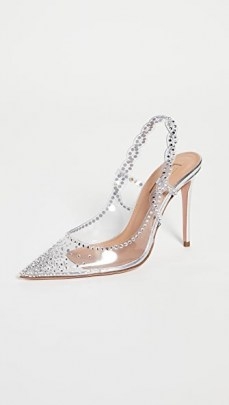 Aquazzura Heaven Pumps 105mm ~ transparent slingback courts ~ embellished court shoes ~ party heels - flipped