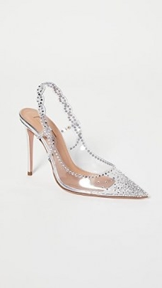 Aquazzura Heaven Pumps 105mm ~ transparent slingback courts ~ embellished court shoes ~ party heels