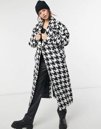 ASOS DESIGN oversized coat in mono / large monochrome checks - flipped