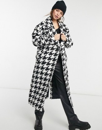 ASOS DESIGN oversized coat in mono / large monochrome checks