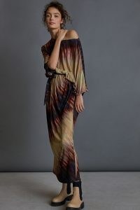 Conditions Apply Parisa Off The Shoulder Maxi Dress / brown asymmetric dresses