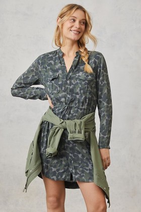 Cloth & Stone Nina Camo Mini Shirtdress / camouflage print shirt dresses / casual day clothing - flipped