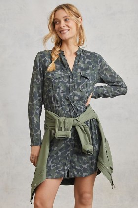 Cloth & Stone Nina Camo Mini Shirtdress / camouflage print shirt dresses / casual day clothing