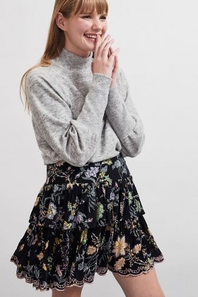 ANTHROPOLOGIE Ruth Ruffled Mini Skirt / floral skirts