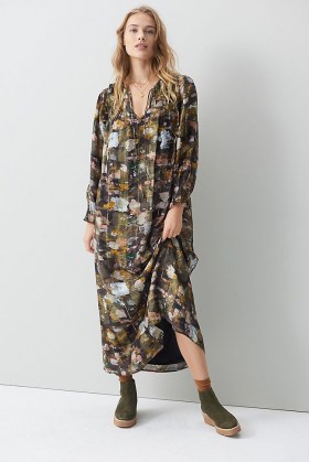 ANTHROPOLOGIE Blair Shimmer Maxi Dress / metallic detail dresses - flipped