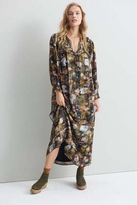 ANTHROPOLOGIE Blair Shimmer Maxi Dress / metallic detail dresses
